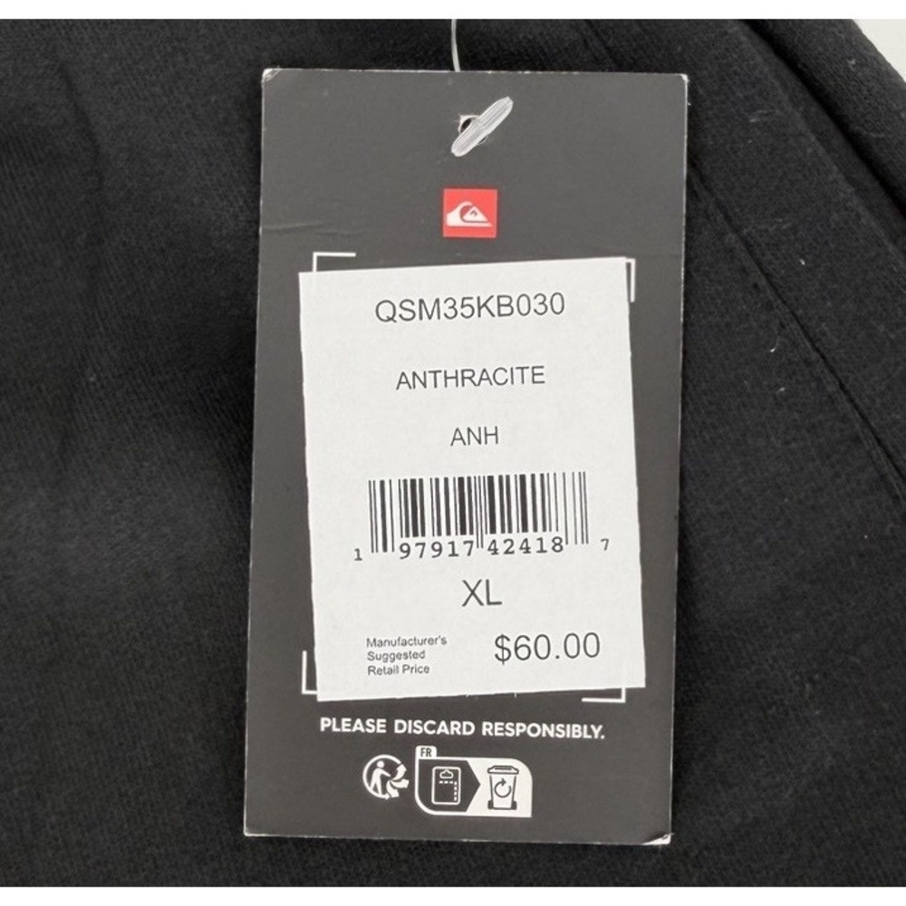 Quiksilver Jogger Sweatpants Black Drawstring Fleece Men's XL NWT Pockets - Picture 6 of 7